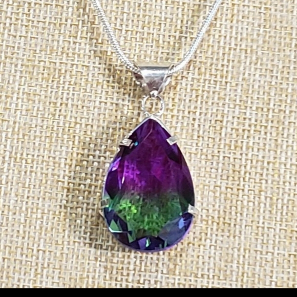 Tourmaline gemstone, 925 silver necklace - Picture 6 of 11